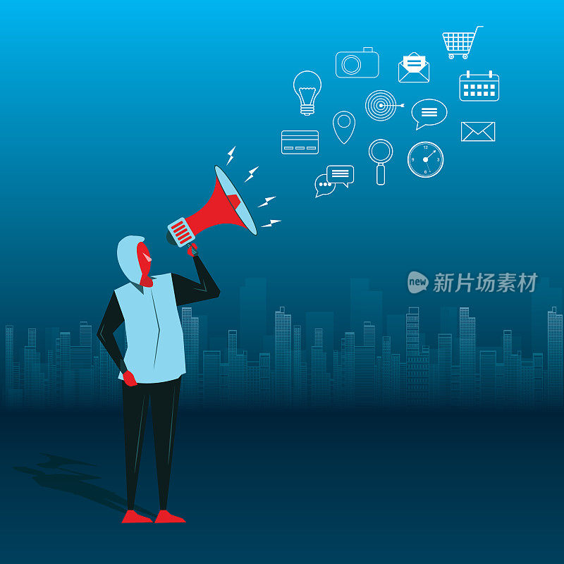 Digital marketing concept with megaphone